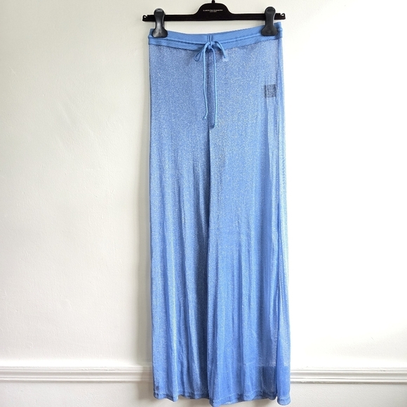 New HUTCH Peri Riviera Metallic Blue Swim Beach Cover-Up Pants NWOT Small - Picture 10 of 14
